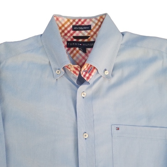 Tommy Hilfiger Men’s Casual Contrast Cuffs Button Down Cotton Shirt Sz. M - Picture 3 of 15
